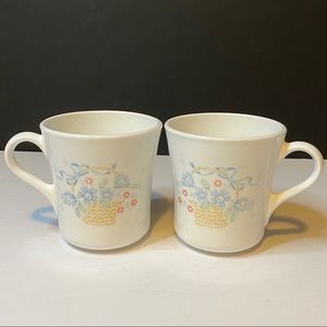 Vtg Set 2 Corning Country Cornflower Coffee Cups